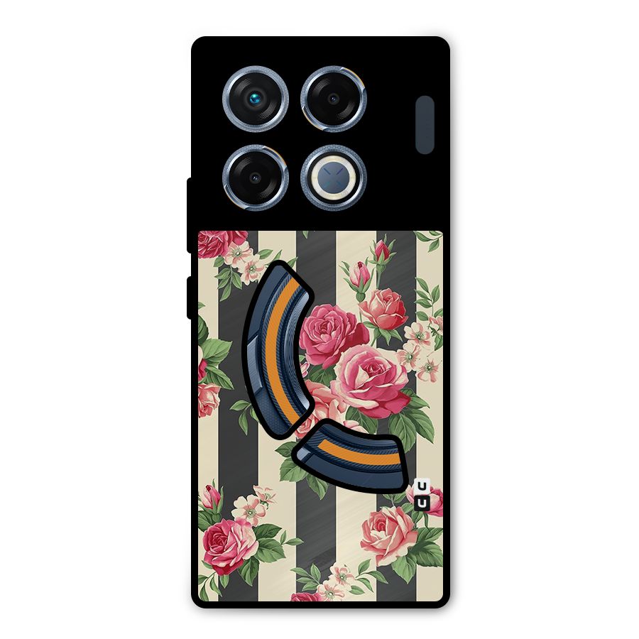 Stripes And Floral Metal Back Case for Infinix GT 20 Pro