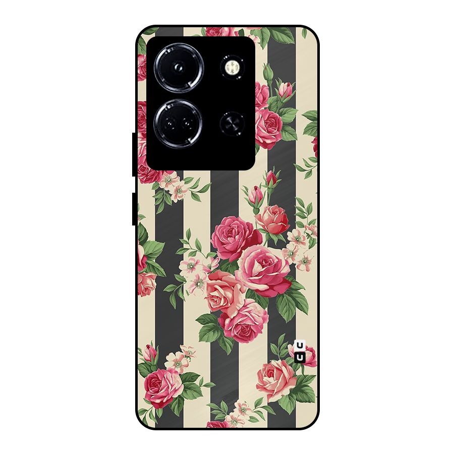 Stripes And Floral Metal Back Case for Infinix Note 30 5G