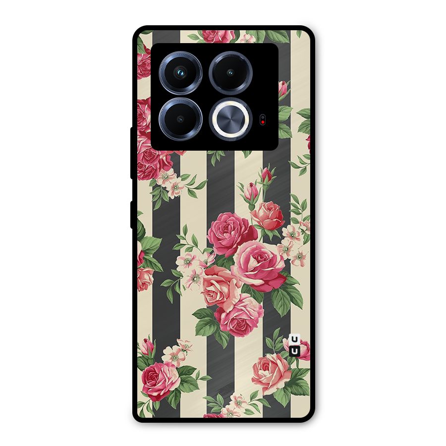 Stripes And Floral Metal Back Case for Infinix Note 40 5G