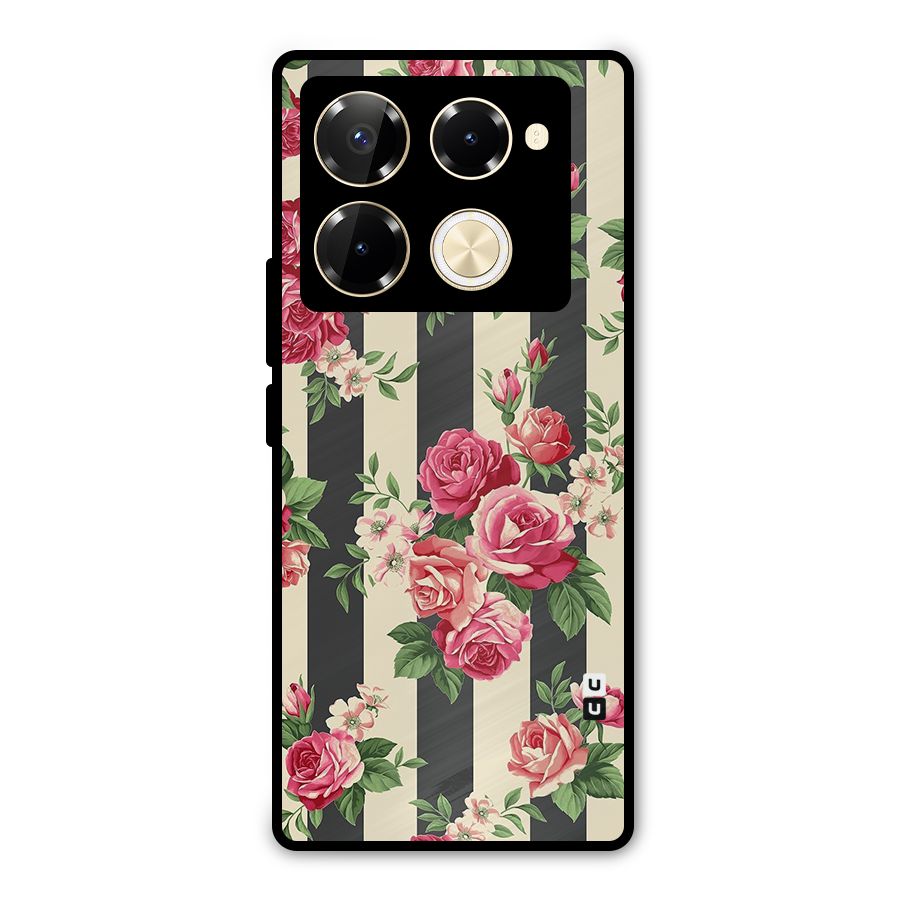 Stripes And Floral Metal Back Case for Infinix Note 40 Pro