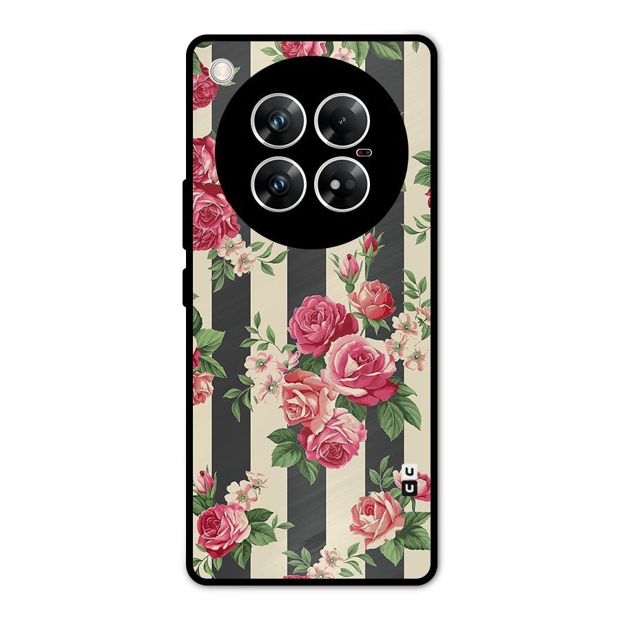 Stripes And Floral Metal Back Case for Infinix Zero 40 5G
