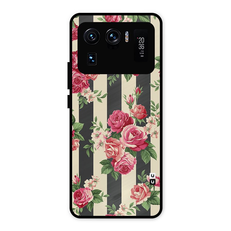 Stripes And Floral Metal Back Case for Mi 11 Ultra