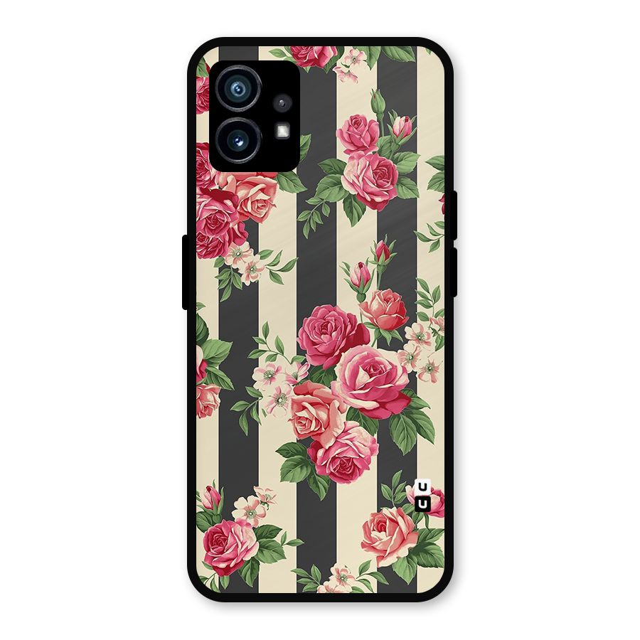 Stripes And Floral Metal Back Case for Nothing Phone 1