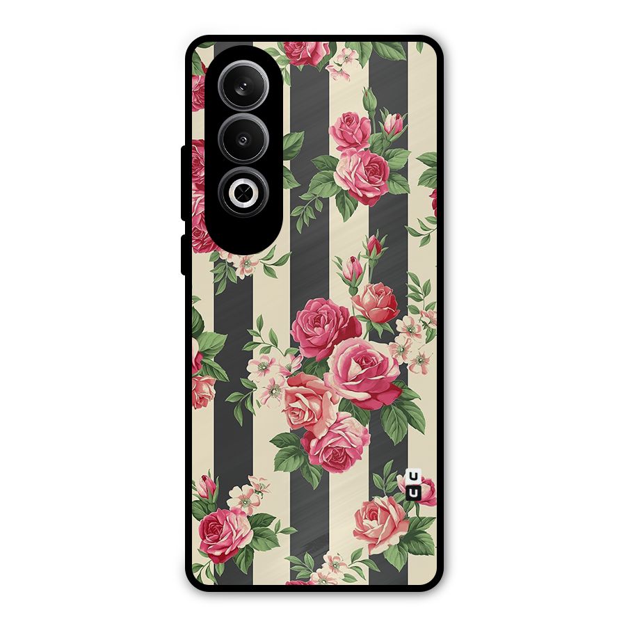 Stripes And Floral Metal Back Case for OnePlus Nord CE4