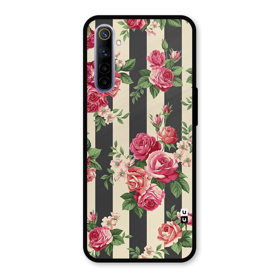 Stripes And Floral Metal Back Case for Realme 6