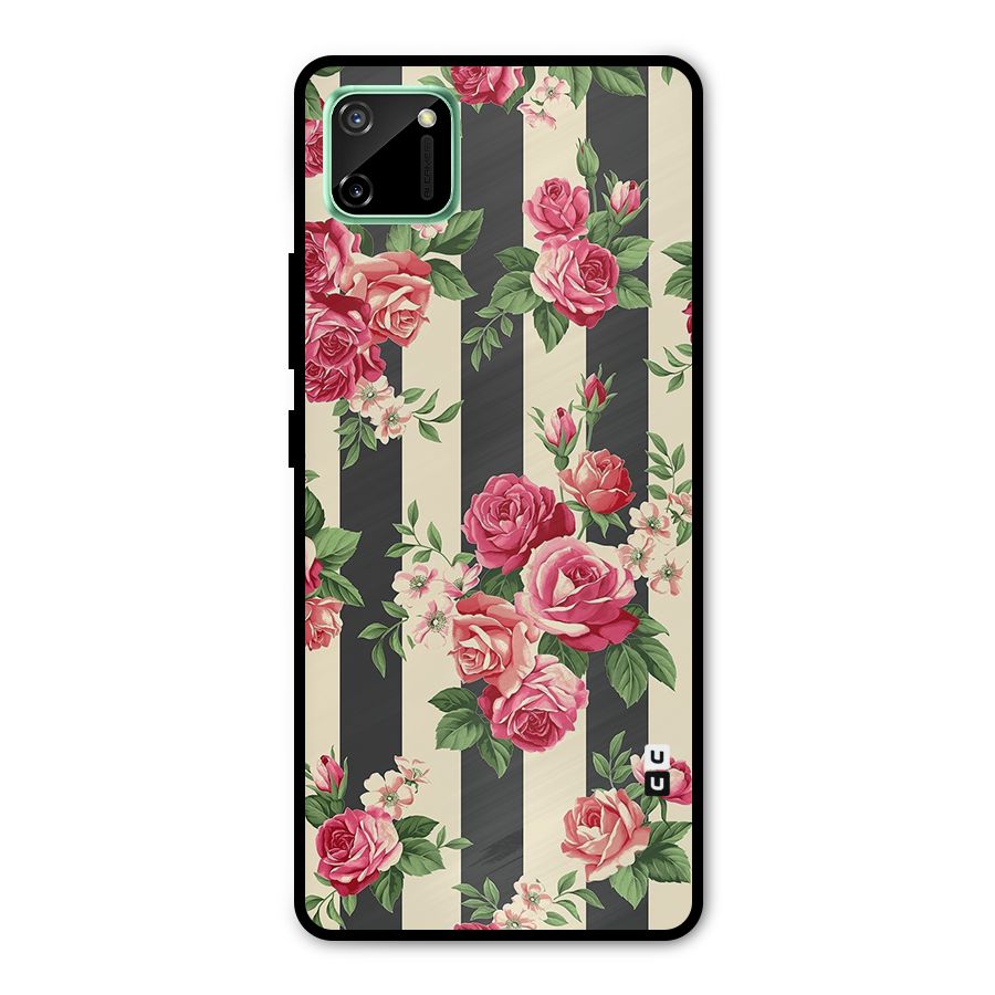 Stripes And Floral Metal Back Case for Realme C11