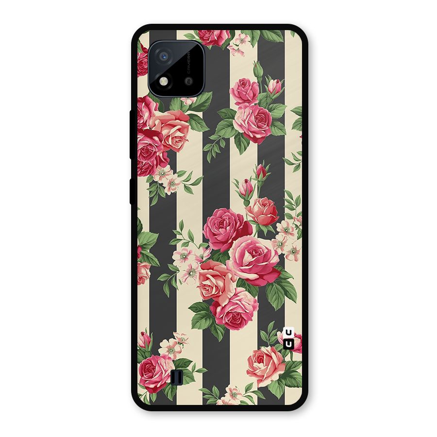 Stripes And Floral Metal Back Case for Realme C11 2021