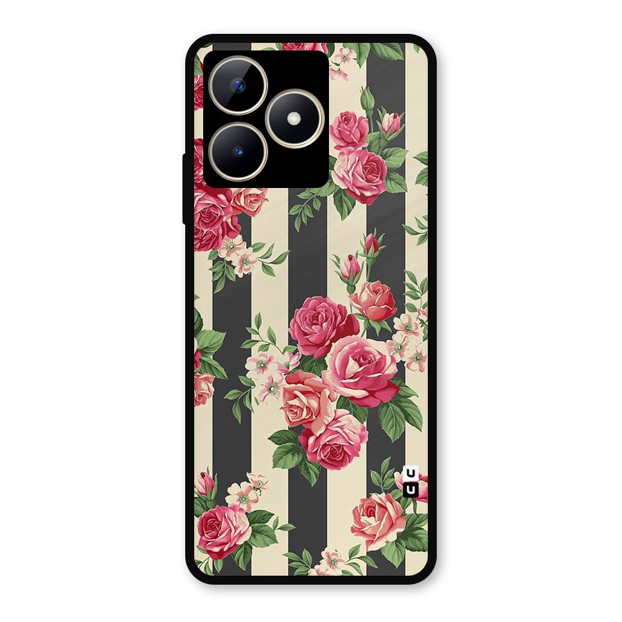 Stripes And Floral Metal Back Case for Realme C53