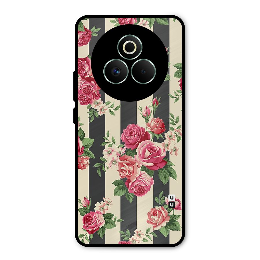 Stripes And Floral Metal Back Case for Realme P3 Pro