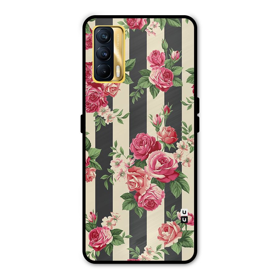 Stripes And Floral Metal Back Case for Realme X7
