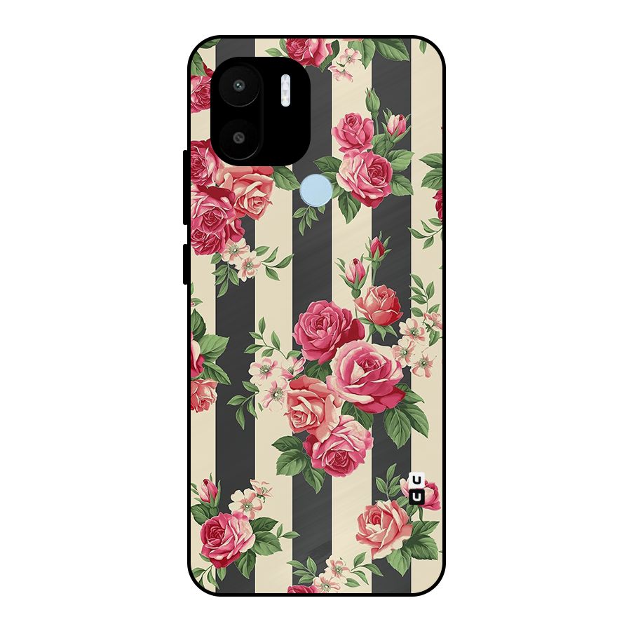 Stripes And Floral Metal Back Case for Redmi A2+