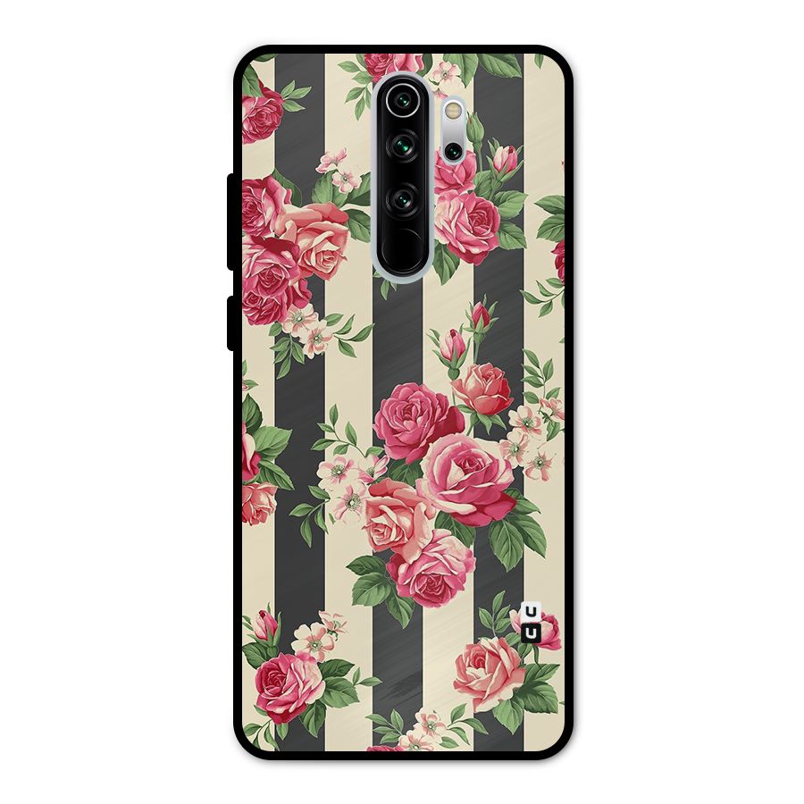 Stripes And Floral Metal Back Case for Redmi Note 8 Pro