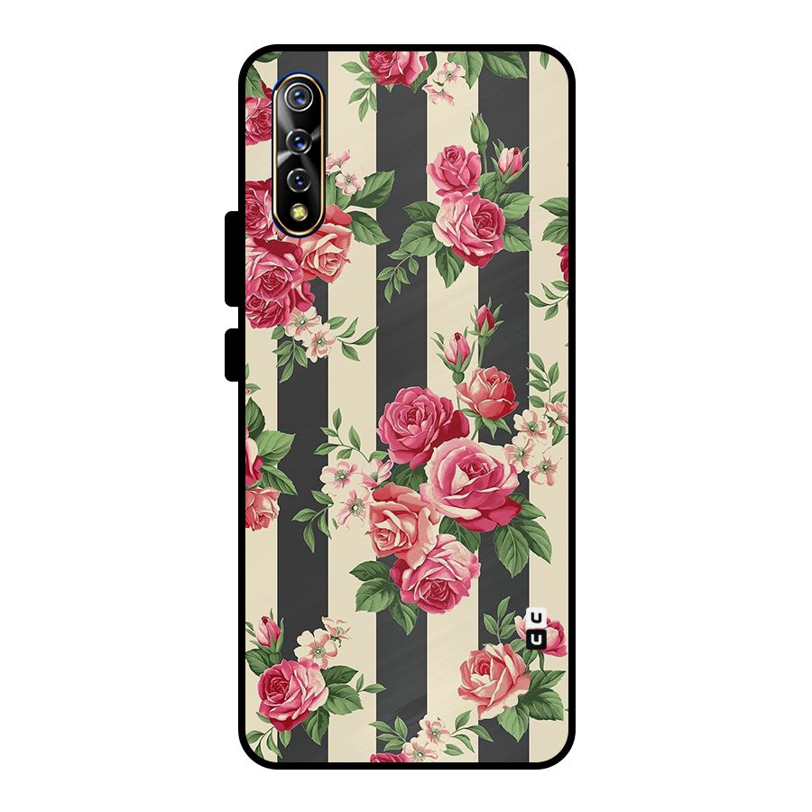 Stripes And Floral Metal Back Case for Vivo S1