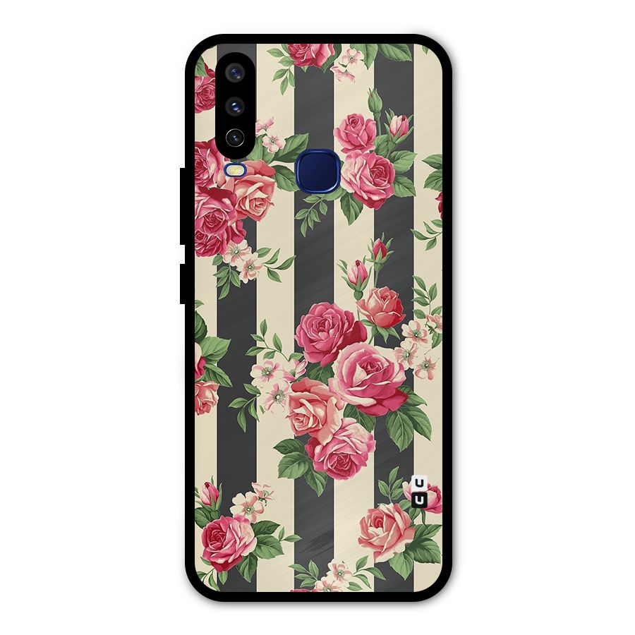 Stripes And Floral Metal Back Case for Vivo V17