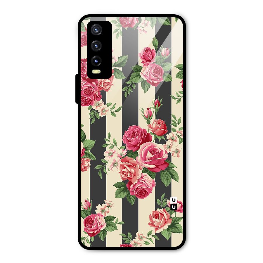 Stripes And Floral Metal Back Case for Vivo Y20g