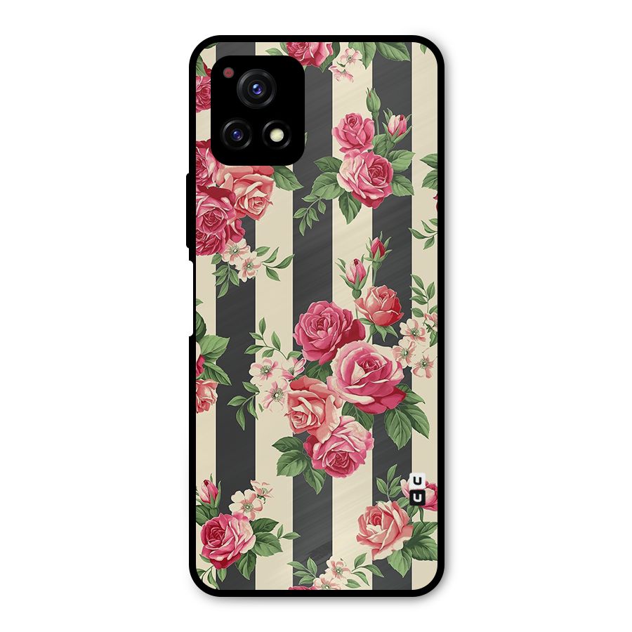 Stripes And Floral Metal Back Case for Vivo Y72 5G