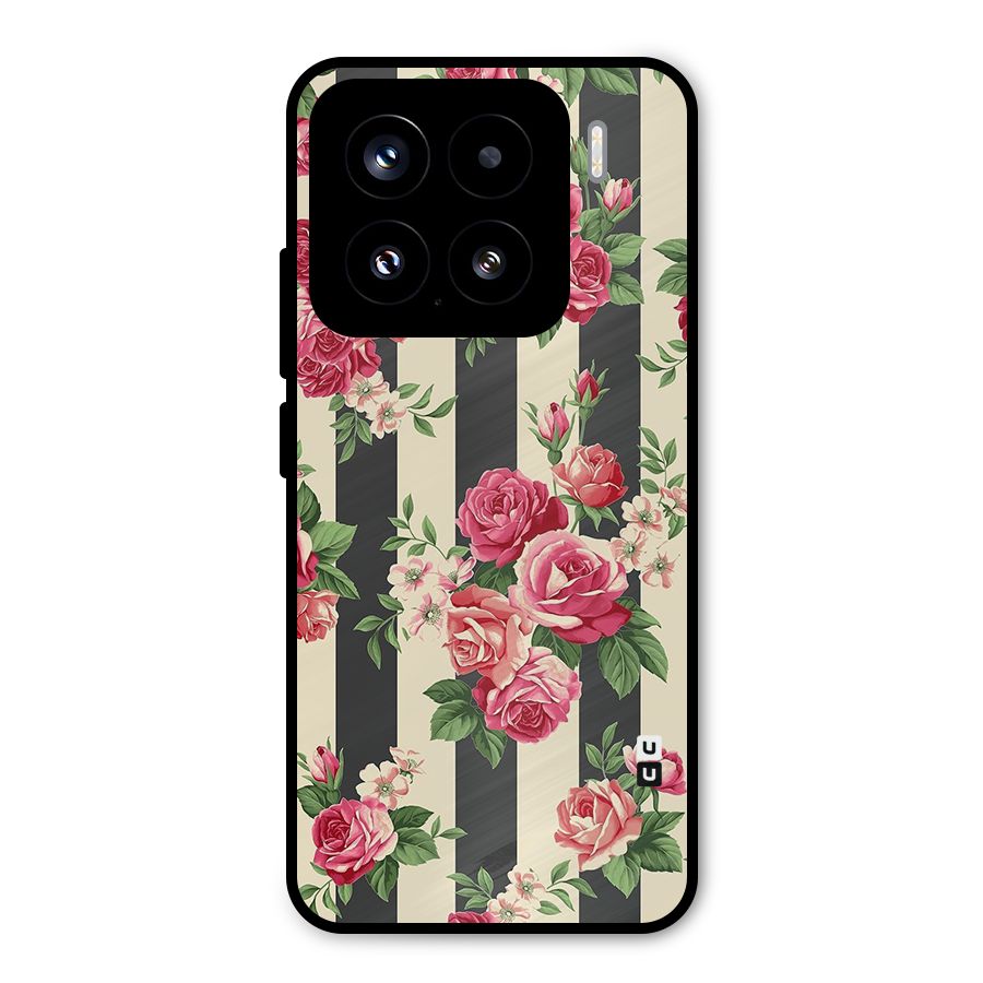 Stripes And Floral Metal Back Case for Xiaomi 15