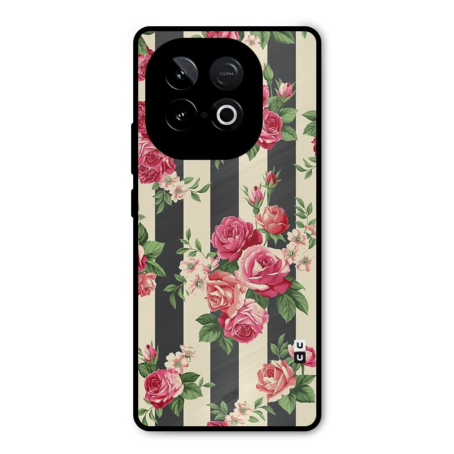 Stripes And Floral Metal Back Case for iQOO Neo 10