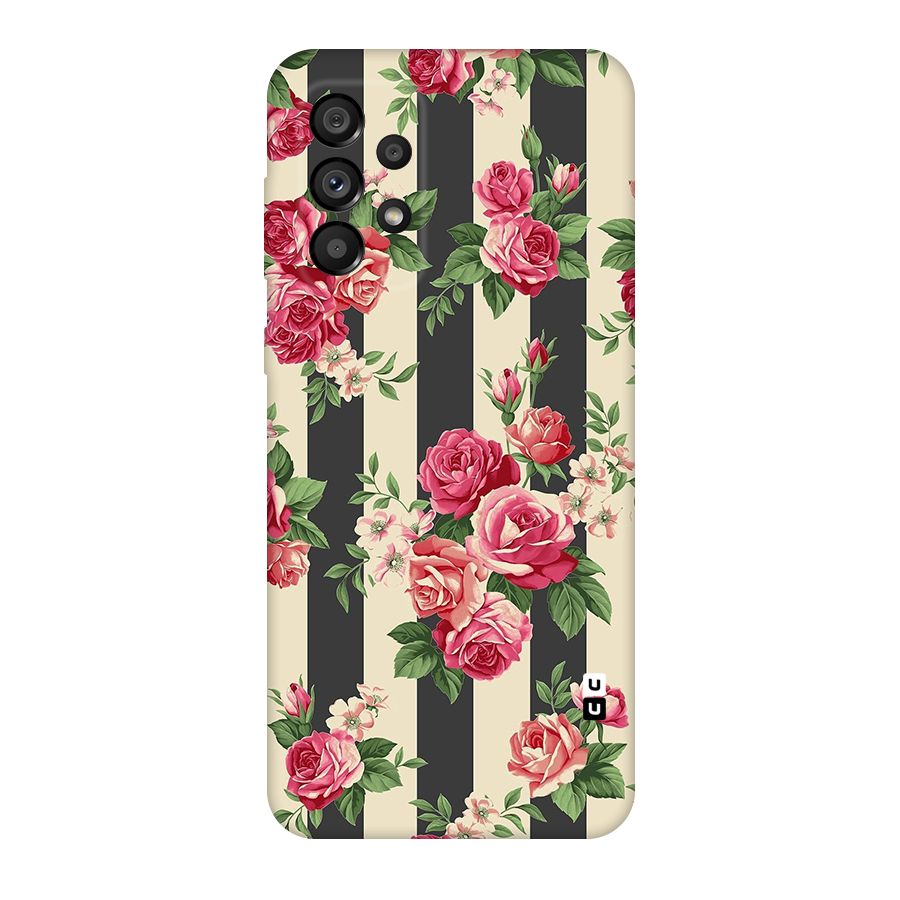 Stripes And Floral Original Polycarbonate Back Case for Galaxy A73 5G