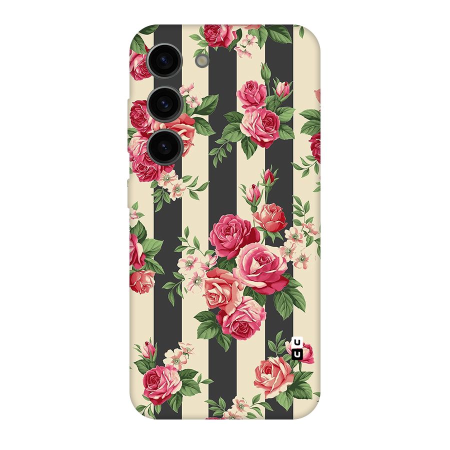 Stripes And Floral Original Polycarbonate Back Case for Galaxy S23