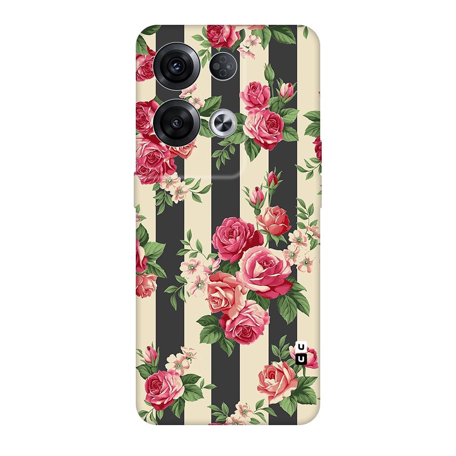Stripes And Floral Original Polycarbonate Back Case for Oppo Reno8 Pro 5G
