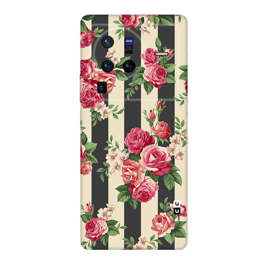 Stripes And Floral Original Polycarbonate Back Case for Vivo X80