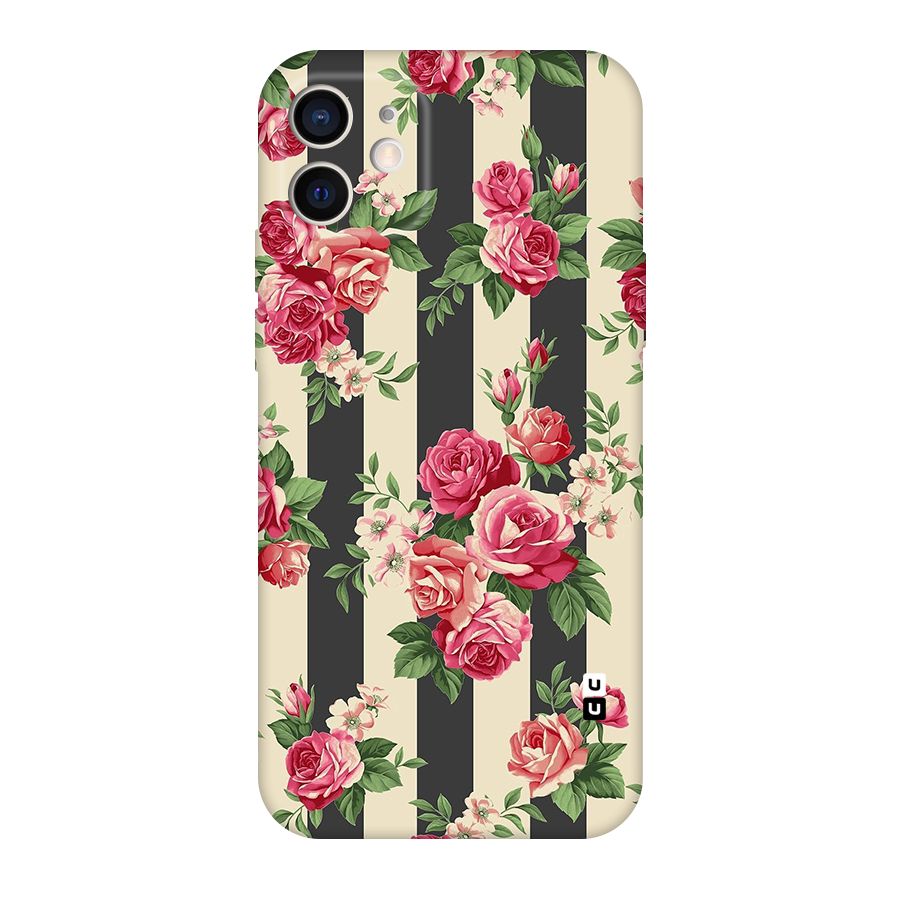 Stripes And Floral Original Polycarbonate Back Case for iPhone 12