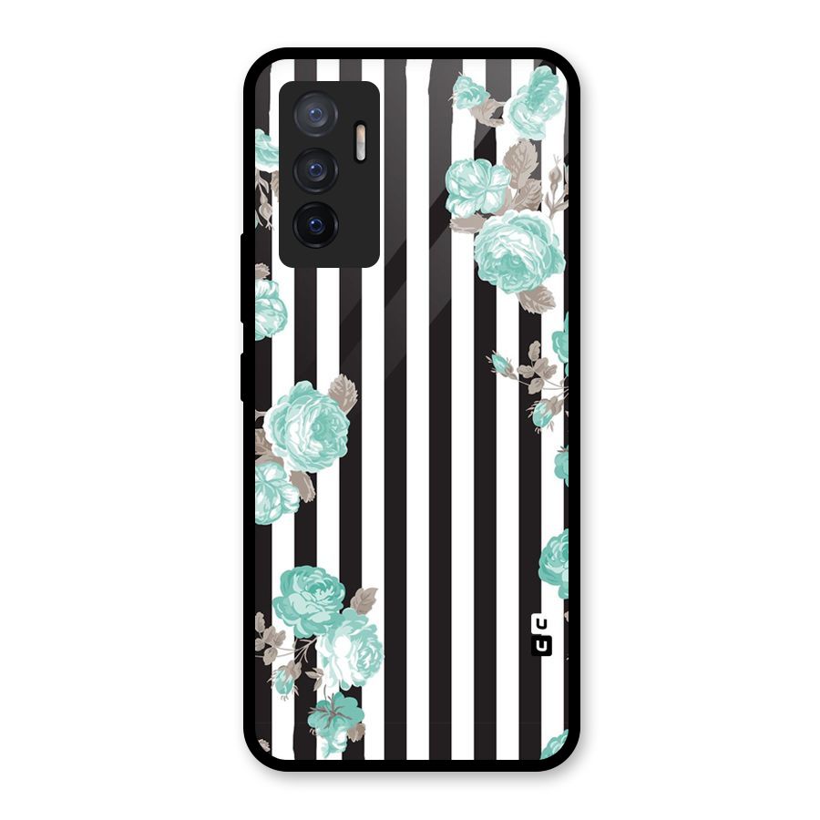 Stripes Bloom Glass Back Case for Vivo V23e