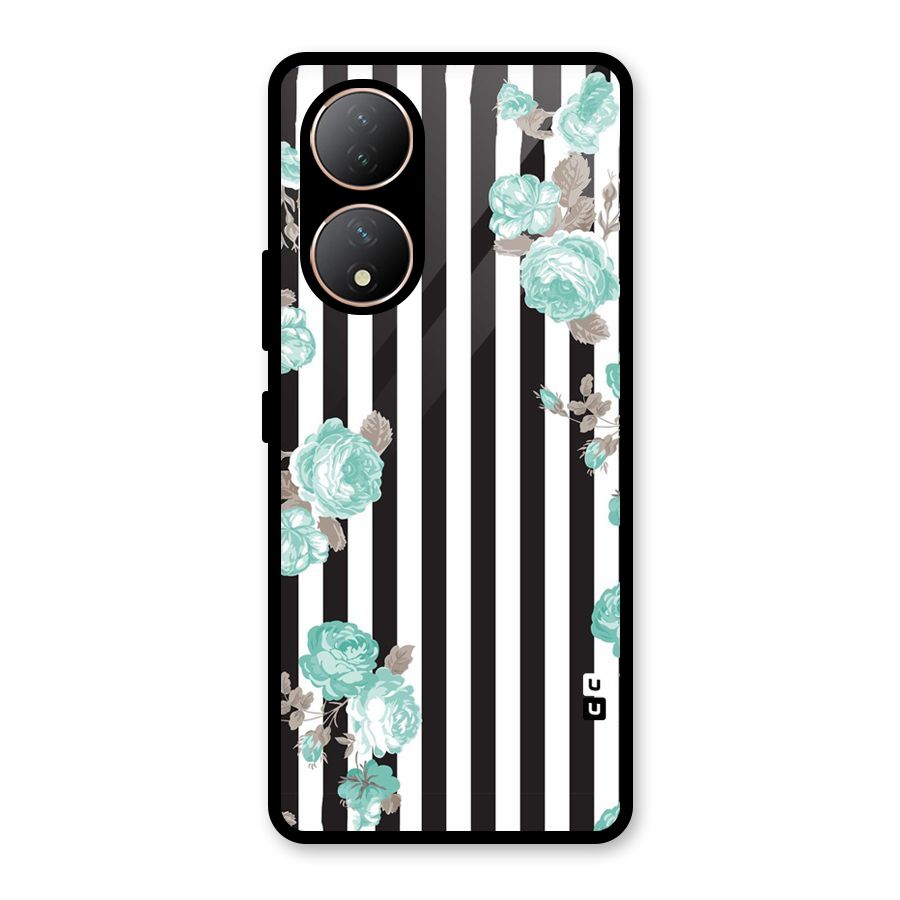 Stripes Bloom Glass Back Case for Vivo Y100A