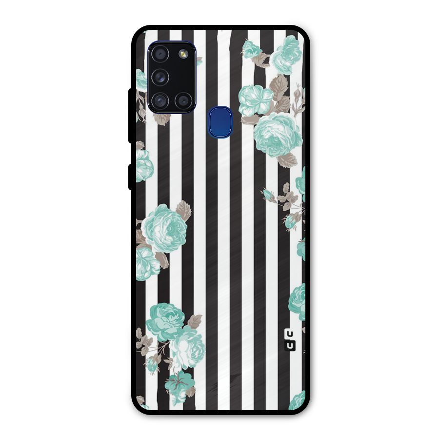 Stripes Bloom Metal Back Case for Galaxy A21s