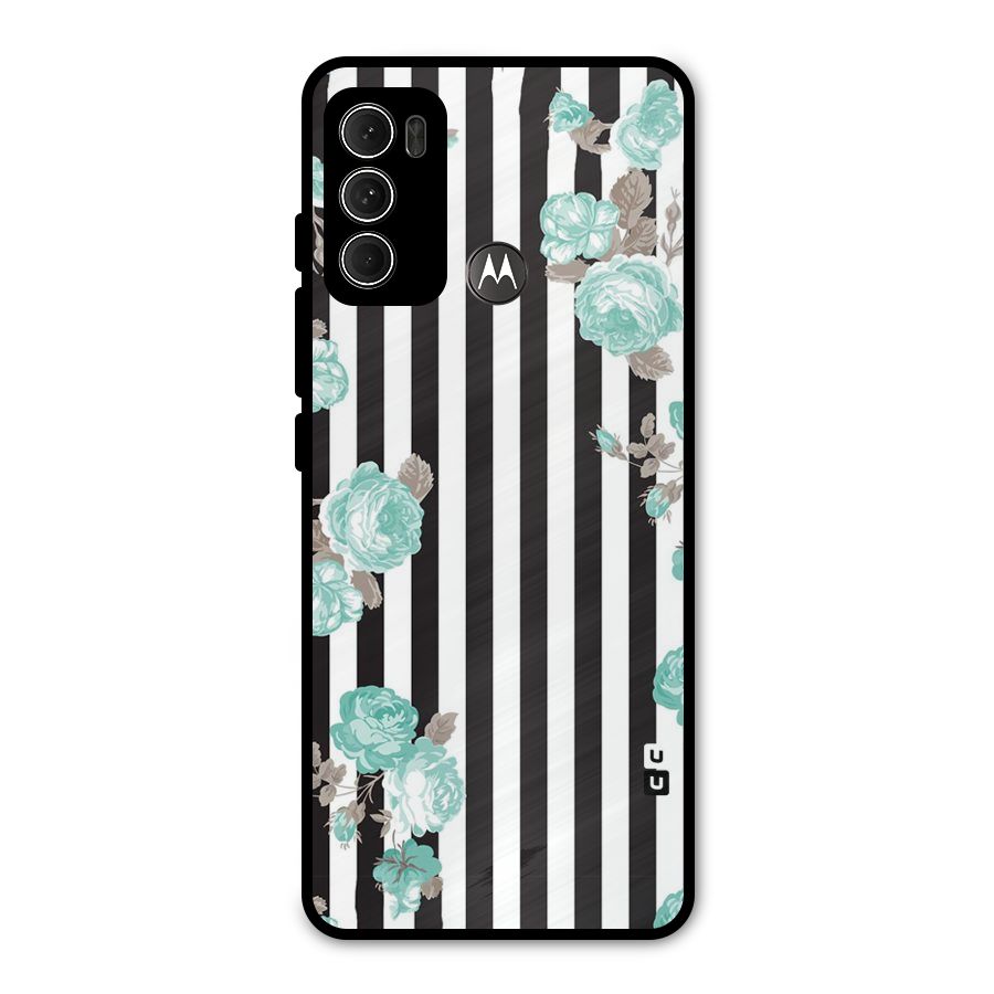 Stripes Bloom Metal Back Case for Moto G60