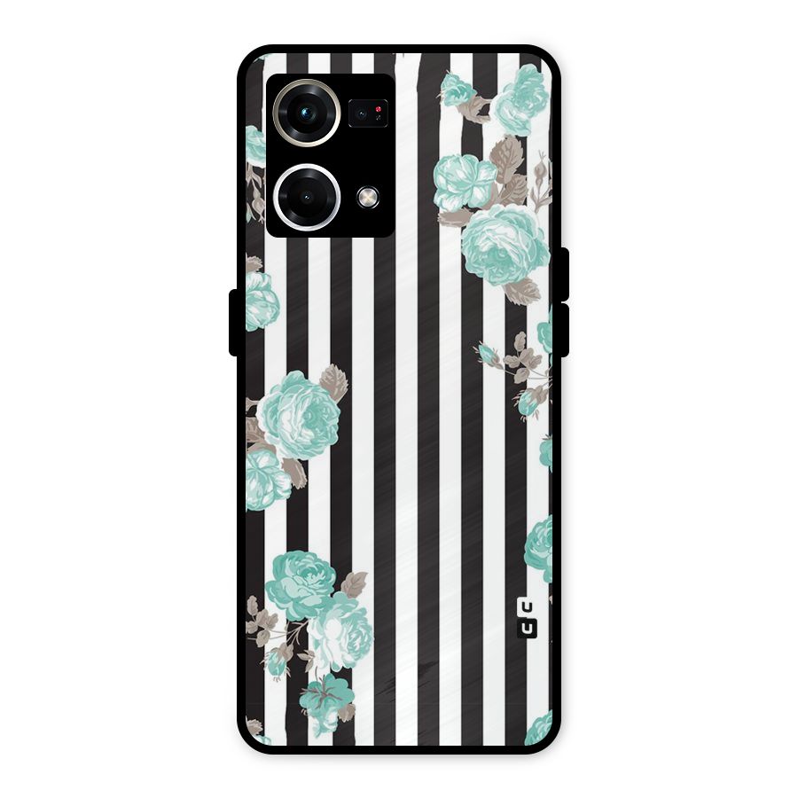 Stripes Bloom Metal Back Case for Oppo F21 Pro 4G