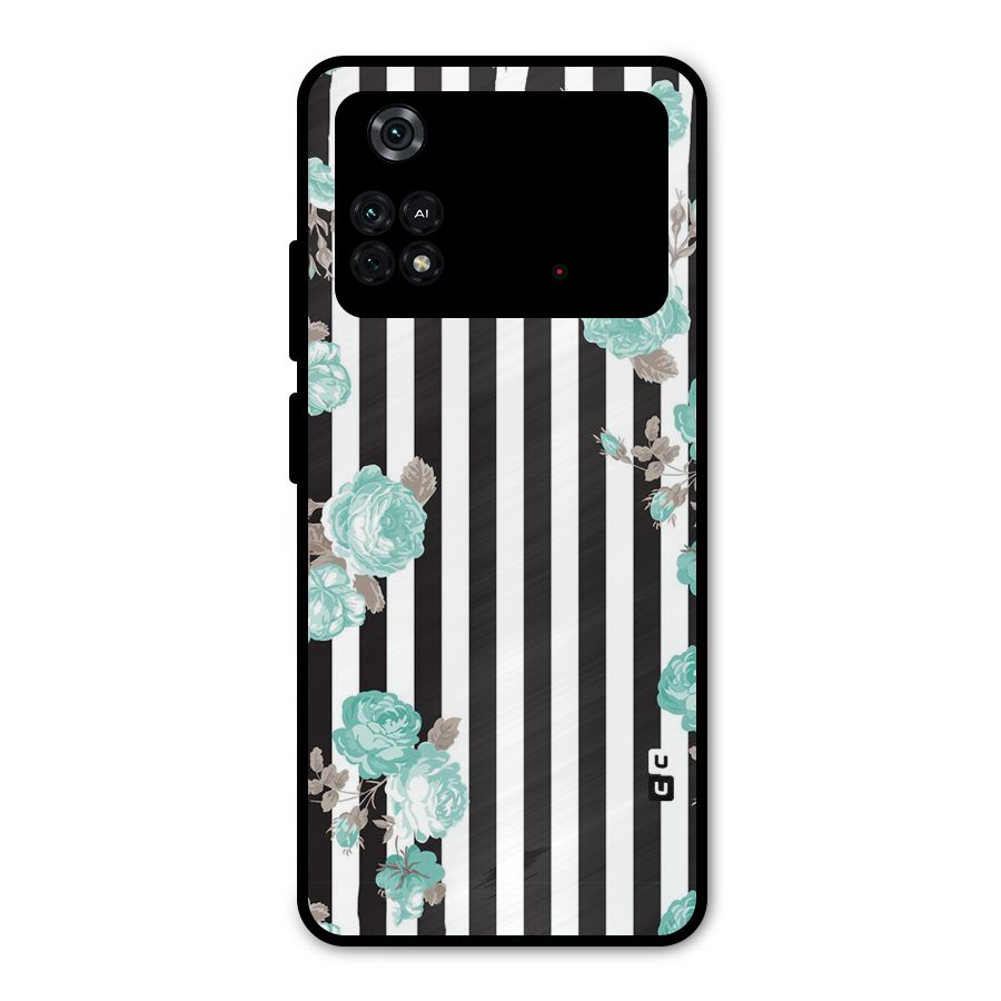 Stripes Bloom Metal Back Case for Poco M4 Pro 4G