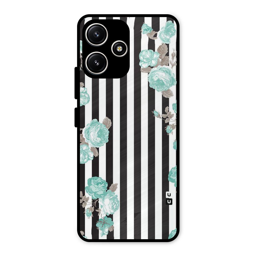 Stripes Bloom Metal Back Case for Poco M6 Pro