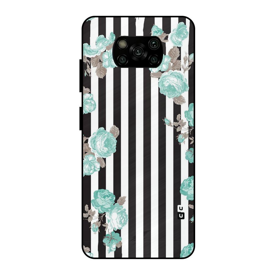 Stripes Bloom Metal Back Case for Poco X3