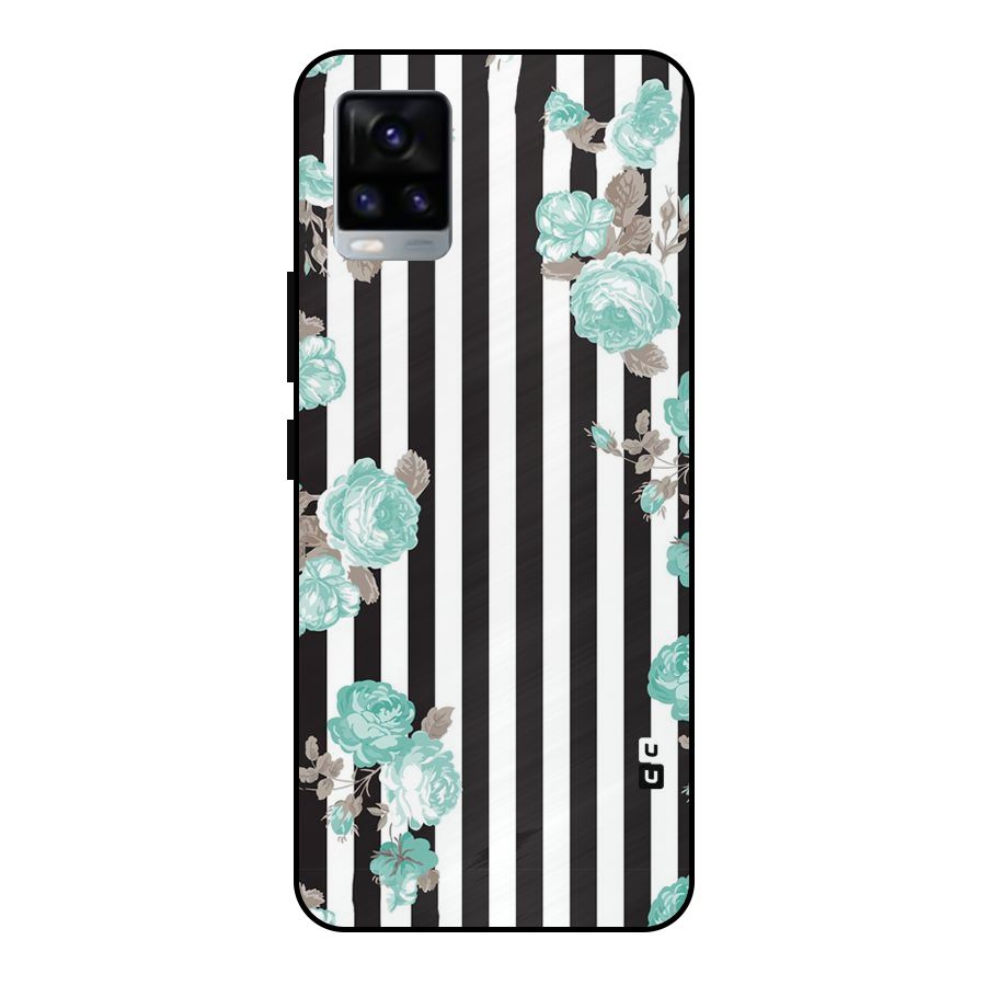 Stripes Bloom Metal Back Case for Vivo V20 2021