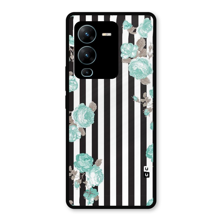 Stripes Bloom Metal Back Case for Vivo V25 Pro