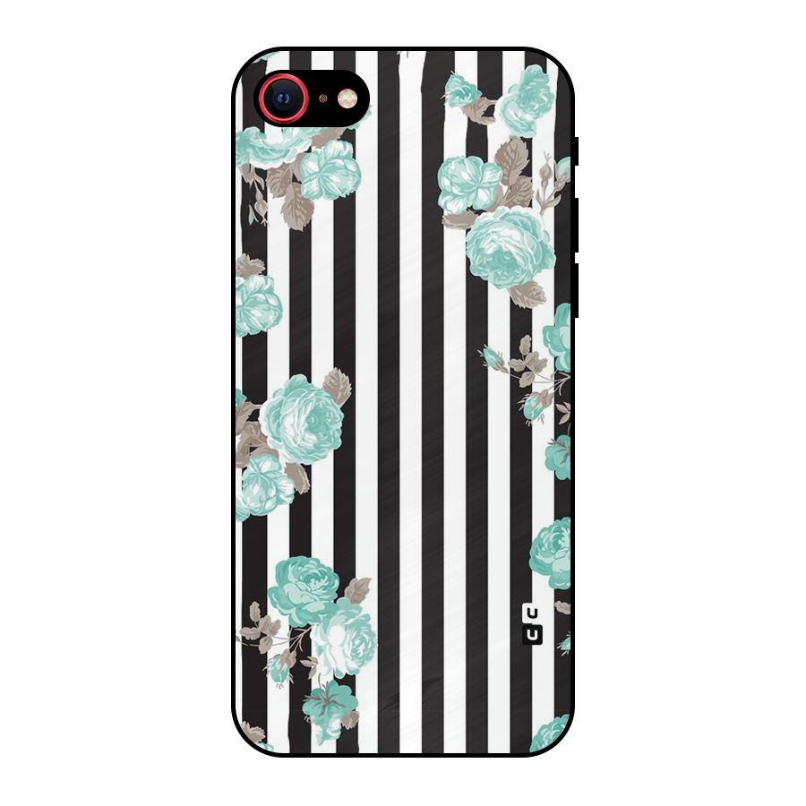 Stripes Bloom Metal Back Case for iPhone SE 2020