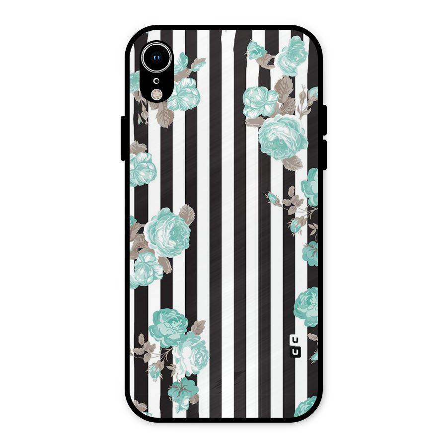 Stripes Bloom Metal Back Case for iPhone XR