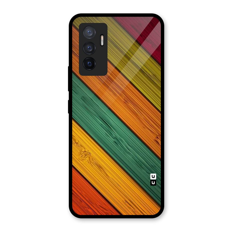 Stripes Classic Design Glass Back Case for Vivo V23e