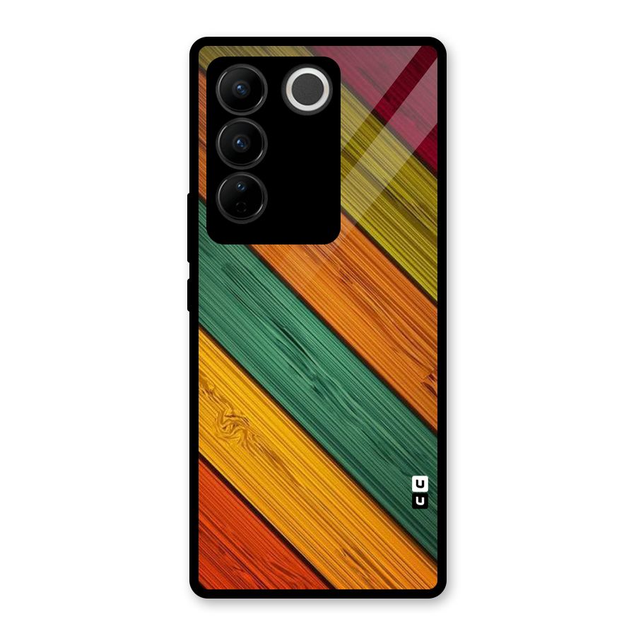 Stripes Classic Design Glass Back Case for Vivo V27 Pro