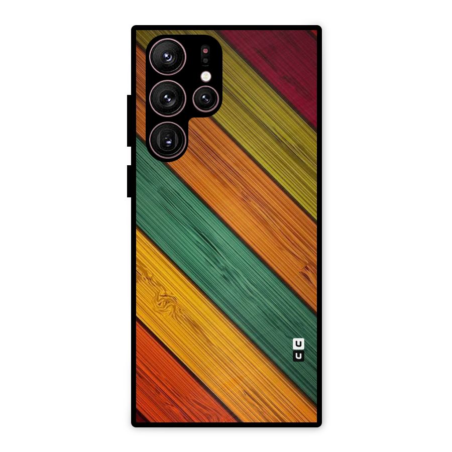 Stripes Classic Design Metal Back Case for Galaxy S22 Ultra 5G