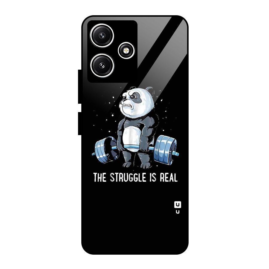 Struggle is Real Panda Glass Back Case for Poco M6 Pro