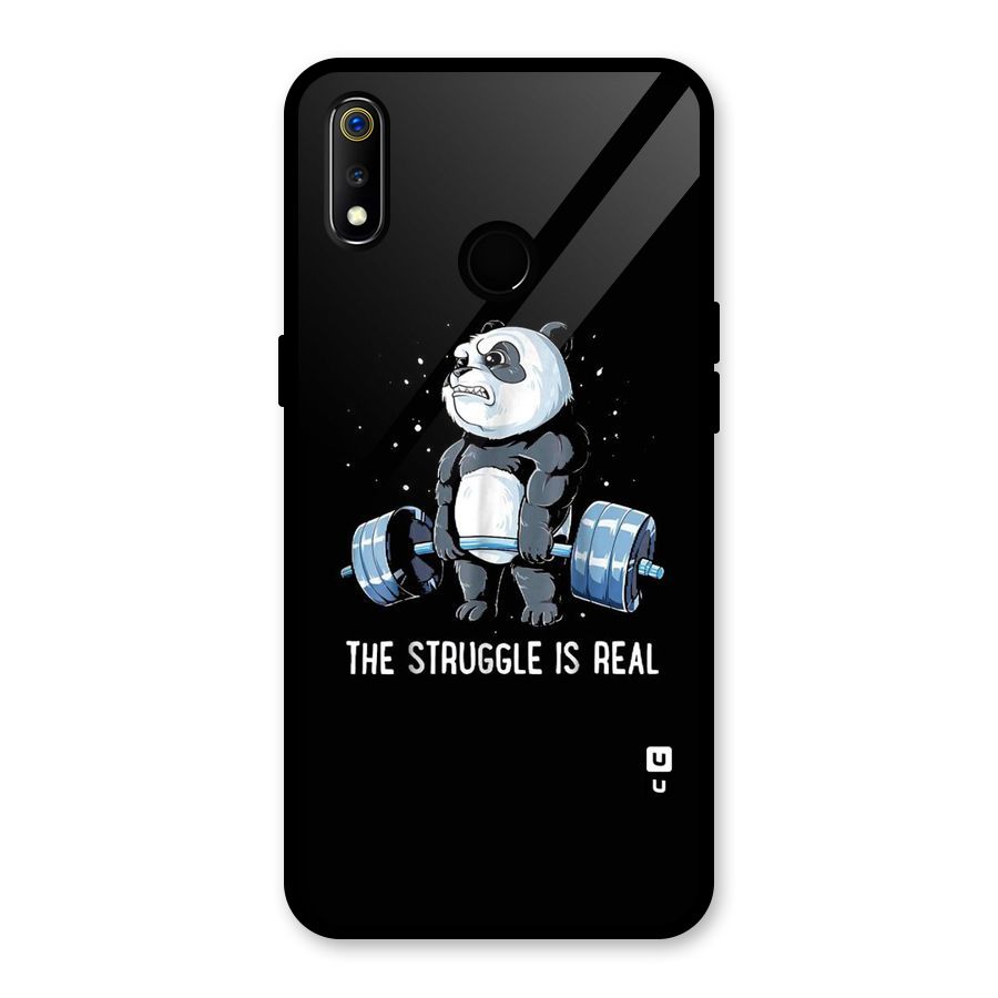 Struggle is Real Panda Glass Back Case for Realme 3i