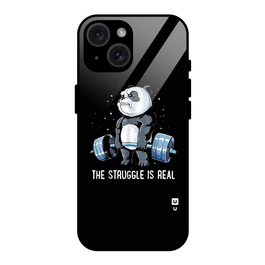 Struggle is Real Panda Glass Back Case for iPhone 15