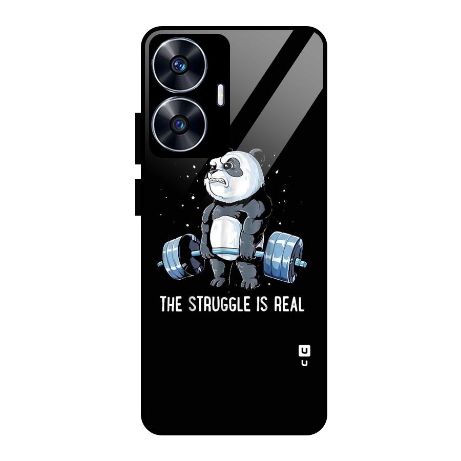 Struggle is Real Panda Glass Back Case for realme C55