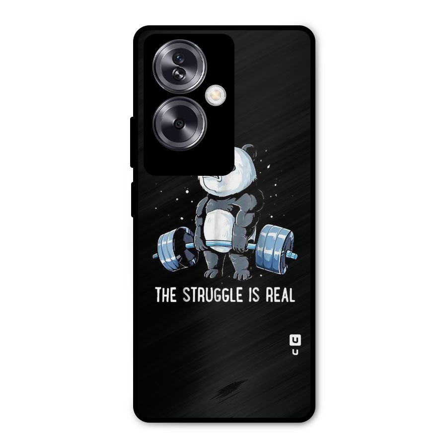Struggle is Real Panda Metal Back Case for Oppo A79 5G
