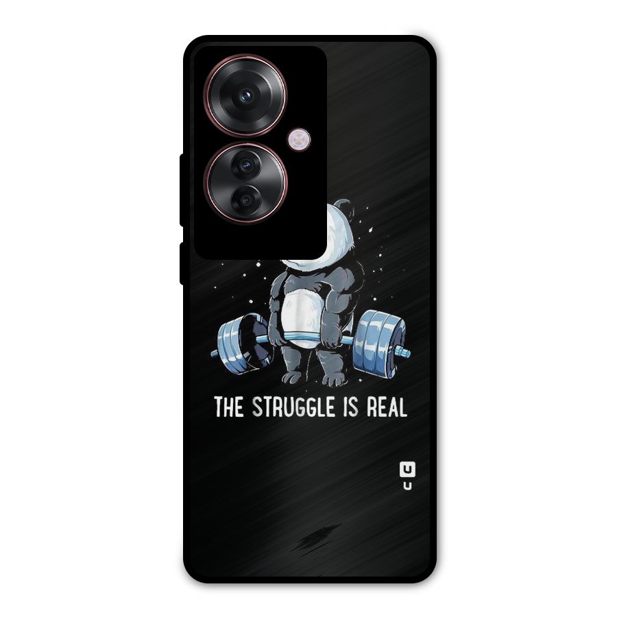 Struggle is Real Panda Metal Back Case for Oppo F25 Pro