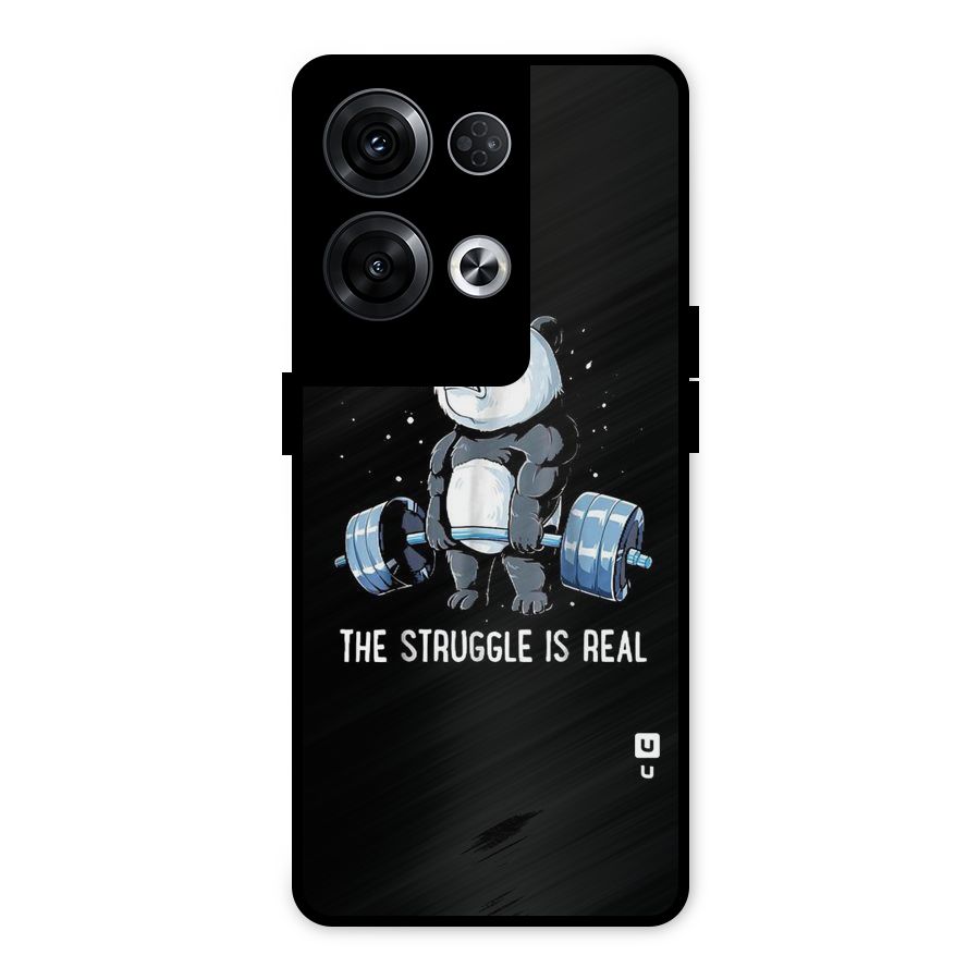 Struggle is Real Panda Metal Back Case for Oppo Reno8 Pro 5G