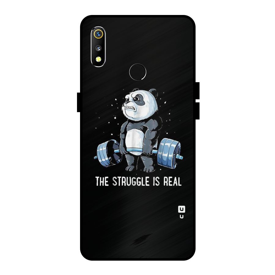 Struggle is Real Panda Metal Back Case for Realme 3